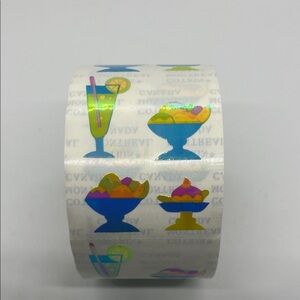 Colorful Holographic Stickers Roll with Cocktail and Dessert Design